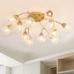 6/12 Lights Bedroom Semi Flush with Sphere Clear Glass Shade Modern Gold Led Semi Flush Ceiling Light Clearhalo 'Ceiling Lights' 'Close To Ceiling Lights' 'Close to ceiling' 'Glass shade' 'Glass' 'Semi-flushmount' Lighting' 241610