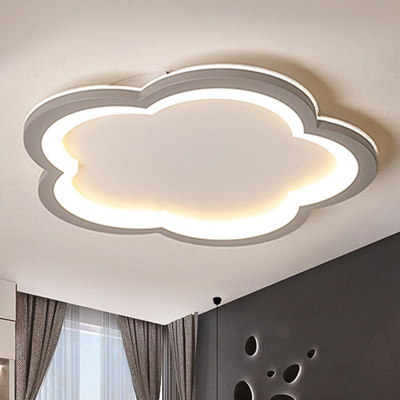 Flower Metal Flush Light Simplicity LED White/Gray Ceiling Light Fixture with Acrylic Diffuser in White/Warm Light, 10"/14.5"/19"/23.5" Wide Clearhalo 'Ceiling Lights' 'Close To Ceiling Lights' 'Close to ceiling' 'Flush mount' Lighting' 241662