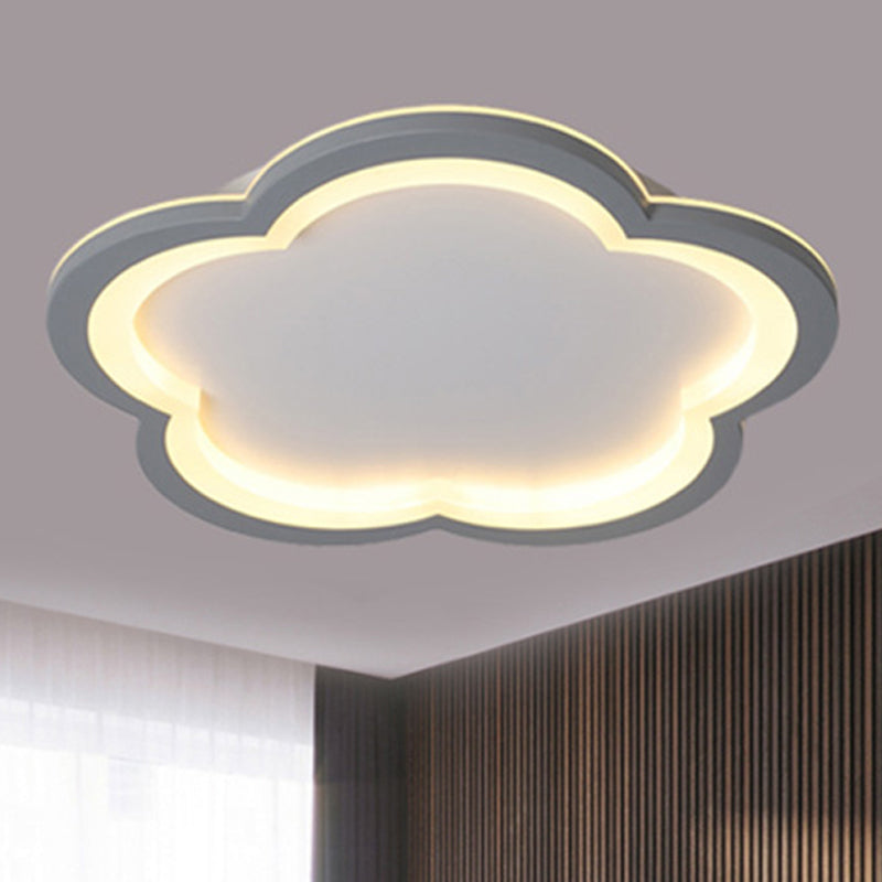 Flower Metal Flush Light Simplicity LED White/Gray Ceiling Light Fixture with Acrylic Diffuser in White/Warm Light, 10"/14.5"/19"/23.5" Wide Clearhalo 'Ceiling Lights' 'Close To Ceiling Lights' 'Close to ceiling' 'Flush mount' Lighting' 241663
