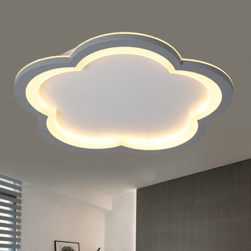 Flower Metal Flush Light Simplicity LED White/Gray Ceiling Light Fixture with Acrylic Diffuser in White/Warm Light, 10"/14.5"/19"/23.5" Wide Clearhalo 'Ceiling Lights' 'Close To Ceiling Lights' 'Close to ceiling' 'Flush mount' Lighting' 241664