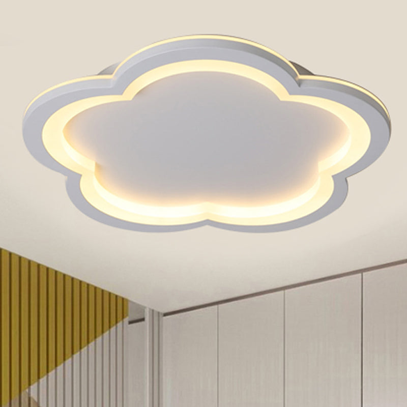 Flower Metal Flush Light Simplicity LED White/Gray Ceiling Light Fixture with Acrylic Diffuser in White/Warm Light, 10"/14.5"/19"/23.5" Wide White Clearhalo 'Ceiling Lights' 'Close To Ceiling Lights' 'Close to ceiling' 'Flush mount' Lighting' 241665