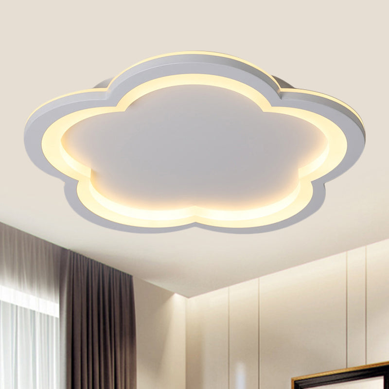 Flower Metal Flush Light Simplicity LED White/Gray Ceiling Light Fixture with Acrylic Diffuser in White/Warm Light, 10"/14.5"/19"/23.5" Wide Clearhalo 'Ceiling Lights' 'Close To Ceiling Lights' 'Close to ceiling' 'Flush mount' Lighting' 241667