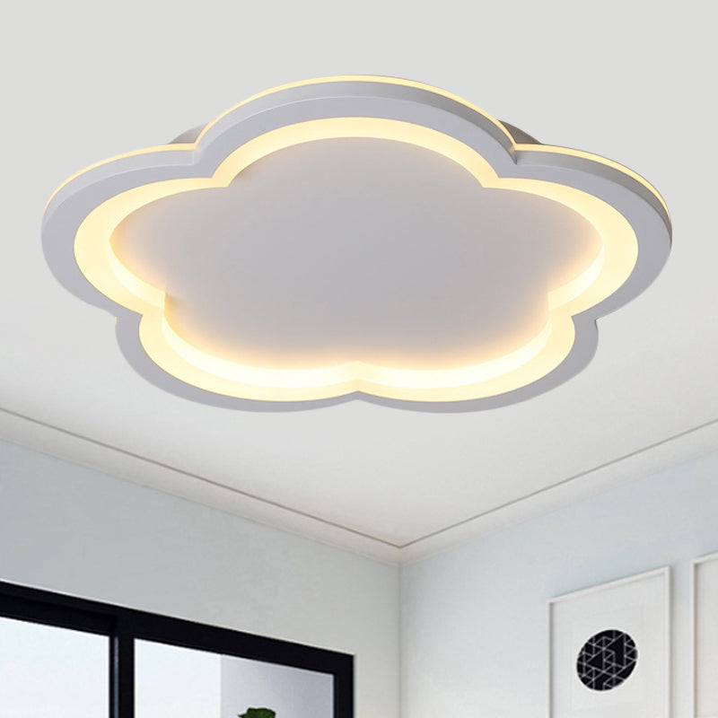 Flower Metal Flush Light Simplicity LED White/Gray Ceiling Light Fixture with Acrylic Diffuser in White/Warm Light, 10"/14.5"/19"/23.5" Wide Clearhalo 'Ceiling Lights' 'Close To Ceiling Lights' 'Close to ceiling' 'Flush mount' Lighting' 241668