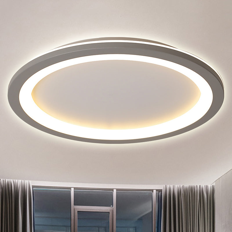 Circle Flush Mount Light Minimalist Metal LED Grey Light with Acrylic Diffuser in White/Warm Light, 10"/14.5"/19" Wide Clearhalo 'Ceiling Lights' 'Close To Ceiling Lights' 'Close to ceiling' 'Flush mount' Lighting' 241761