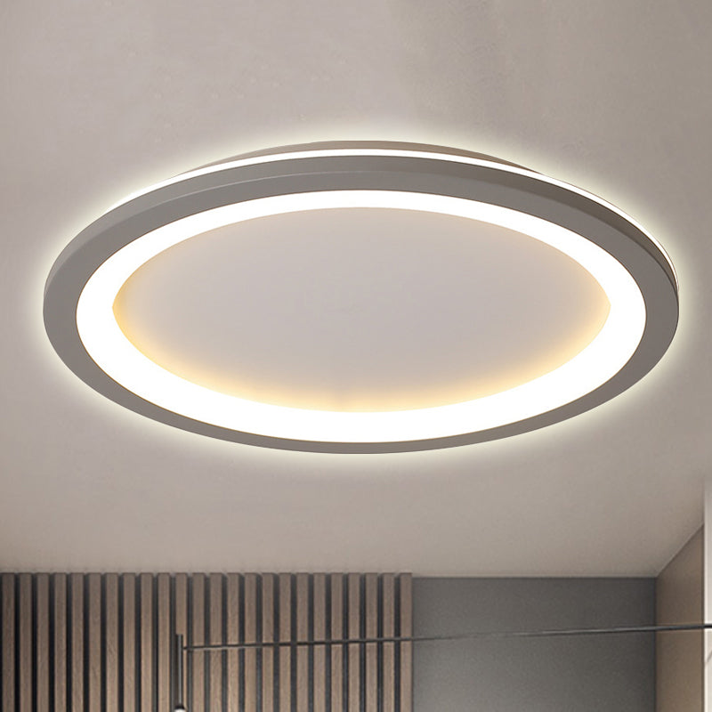 Circle Flush Mount Light Minimalist Metal LED Grey Light with Acrylic Diffuser in White/Warm Light, 10"/14.5"/19" Wide Clearhalo 'Ceiling Lights' 'Close To Ceiling Lights' 'Close to ceiling' 'Flush mount' Lighting' 241762