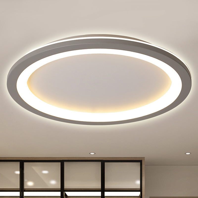 Circle Flush Mount Light Minimalist Metal LED Grey Light with Acrylic Diffuser in White/Warm Light, 10"/14.5"/19" Wide Clearhalo 'Ceiling Lights' 'Close To Ceiling Lights' 'Close to ceiling' 'Flush mount' Lighting' 241763