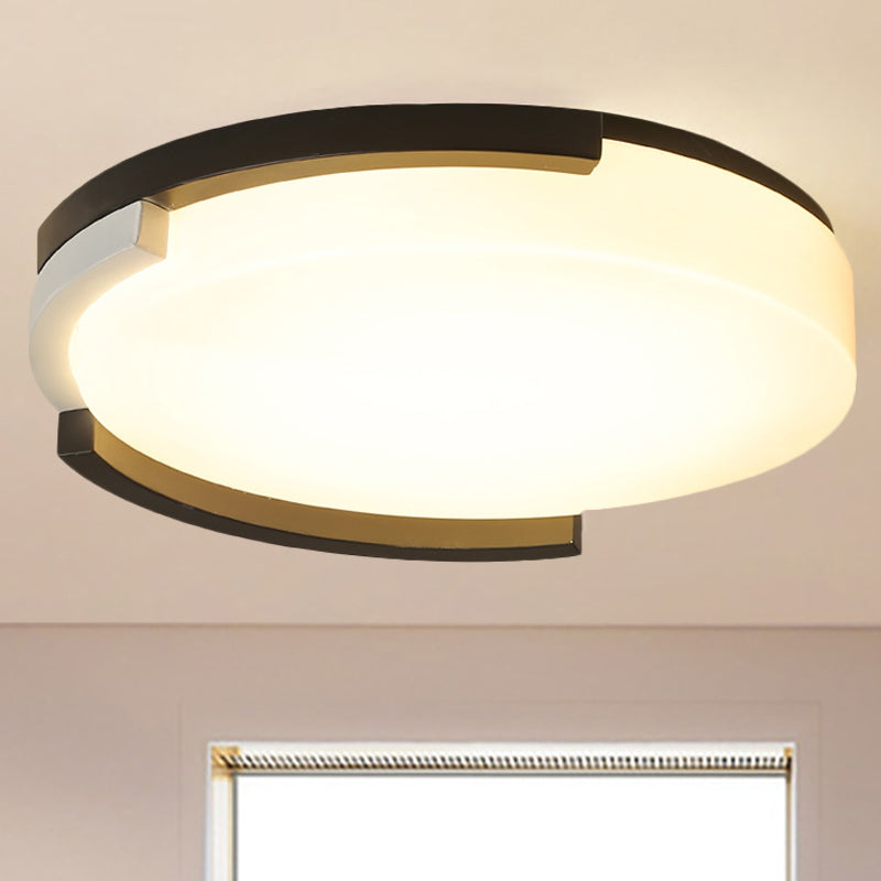 Round Flush Lamp Simple Metal LED Black and White Ceiling Light Fixture with Acrylic Diffuser in White/Warm Light, 16.5"/20.5" Wide Black-White Clearhalo 'Ceiling Lights' 'Close To Ceiling Lights' 'Close to ceiling' 'Flush mount' Lighting' 241808