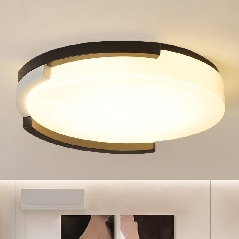 Round Flush Lamp Simple Metal LED Black and White Ceiling Light Fixture with Acrylic Diffuser in White/Warm Light, 16.5"/20.5" Wide Clearhalo 'Ceiling Lights' 'Close To Ceiling Lights' 'Close to ceiling' 'Flush mount' Lighting' 241809
