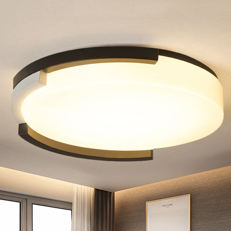 Round Flush Lamp Simple Metal LED Black and White Ceiling Light Fixture with Acrylic Diffuser in White/Warm Light, 16.5"/20.5" Wide Clearhalo 'Ceiling Lights' 'Close To Ceiling Lights' 'Close to ceiling' 'Flush mount' Lighting' 241810