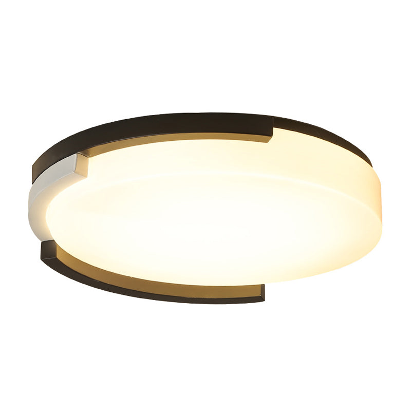 Round Flush Lamp Simple Metal LED Black and White Ceiling Light Fixture with Acrylic Diffuser in White/Warm Light, 16.5"/20.5" Wide Clearhalo 'Ceiling Lights' 'Close To Ceiling Lights' 'Close to ceiling' 'Flush mount' Lighting' 241811