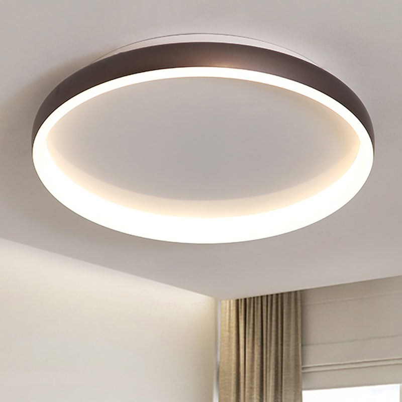 Black/White/Brown Round Flush Mount Ceiling Light Simplicity LED Metal Ceiling Light with Acrylic Diffuser in White/Warm Light Brown Clearhalo 'Ceiling Lights' 'Close To Ceiling Lights' 'Close to ceiling' 'Flush mount' Lighting' 241824