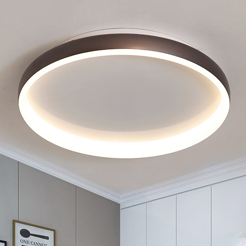 Black/White/Brown Round Flush Mount Ceiling Light Simplicity LED Metal Ceiling Light with Acrylic Diffuser in White/Warm Light Clearhalo 'Ceiling Lights' 'Close To Ceiling Lights' 'Close to ceiling' 'Flush mount' Lighting' 241825