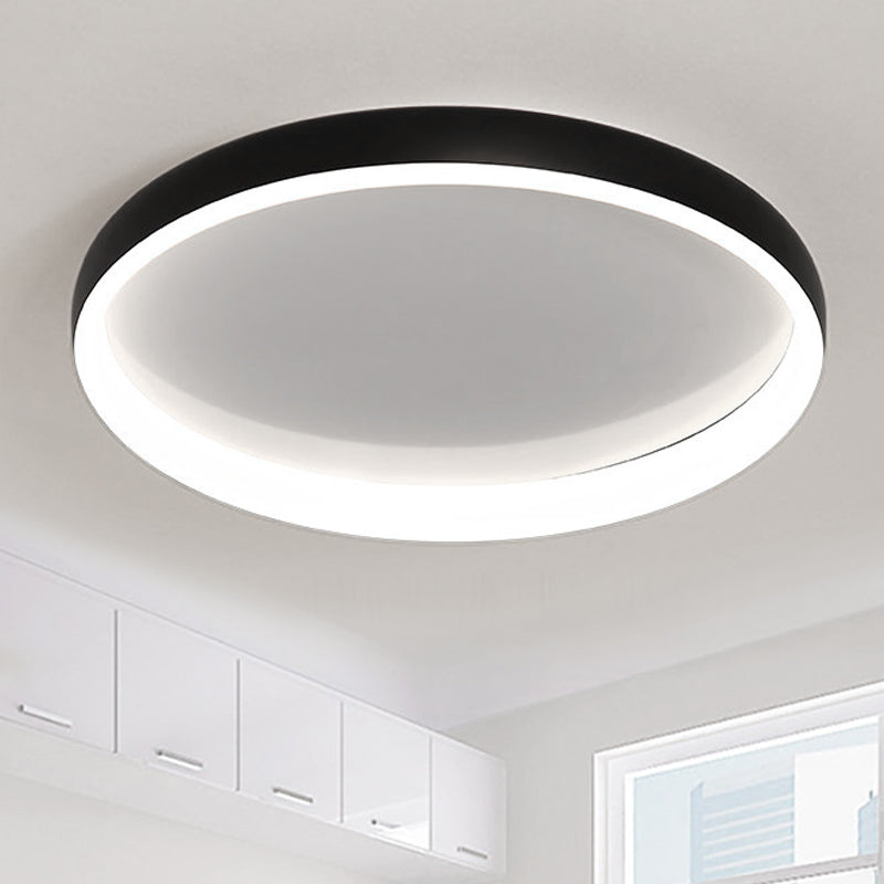 Black/White/Brown Round Flush Mount Ceiling Light Simplicity LED Metal Ceiling Light with Acrylic Diffuser in White/Warm Light Black Clearhalo 'Ceiling Lights' 'Close To Ceiling Lights' 'Close to ceiling' 'Flush mount' Lighting' 241828