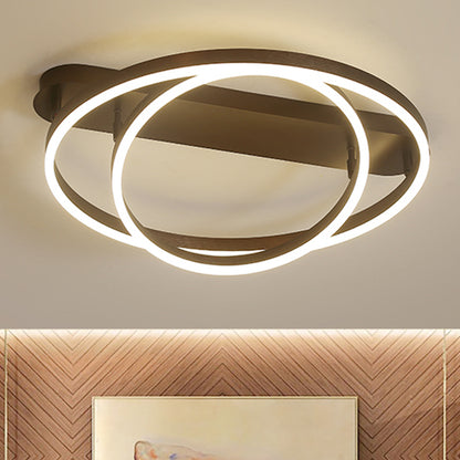 Multi Circle Metal Flush Mount Lamp Contemporary 1/2/3 Heads Ceiling Mount Light in White/Warm Light 2 Yellow Clearhalo 'Ceiling Lights' 'Close To Ceiling Lights' 'Close to ceiling' 'Flush mount' Lighting' 241896