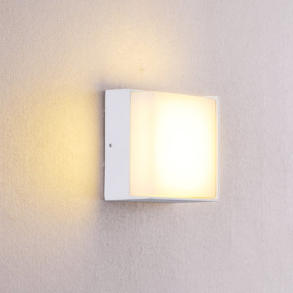 Simplistic Round/Square Shade Wall Sconce Fixture Metal and Acrylic Warm/White Light LED Hallway Wall Lighting in White White Square Clearhalo 'Cast Iron' 'Glass' 'Industrial' 'Modern wall lights' 'Modern' 'Tiffany' 'Traditional wall lights' 'Wall Lamps & Sconces' 'Wall Lights' Lighting' 241904