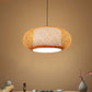 Curved Drum Bamboo Pendant Light Asian Stylish 16"/19.5" W 1 Light Beige Hanging Lamp for Living Room Clearhalo 'Ceiling Lights' 'Pendant Lights' 'Pendants' Lighting' 242013