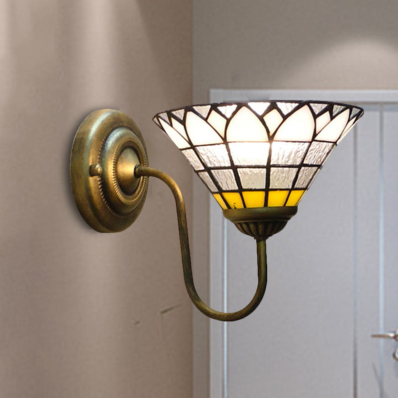 1 Head Wall Light Fixture Baroque Lotus Clear Dimple Glass Sconce Light for Hallway Clearhalo 'Industrial' 'Middle century wall lights' 'Tiffany wall lights' 'Tiffany' 'Wall Lamps & Sconces' 'Wall Lights' Lighting' 242023