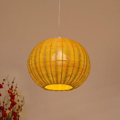 Globe Handmade Rattan Pendant Lamp Asian Style 1 Light Beige Hanging Light Fixture for Restaurant Beige Clearhalo 'Ceiling Lights' 'Pendant Lights' 'Pendants' Lighting' 242173_a5e39e05-47ce-4e75-9e76-2bcab1cb6239