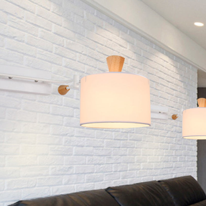 Drum Wall Light Sconce Modernism Fabric 1 Light Sconce Light in Black/White for Living Room White Clearhalo 'Modern wall lights' 'Modern' 'Wall Lamps & Sconces' 'Wall Lights' Lighting' 242188