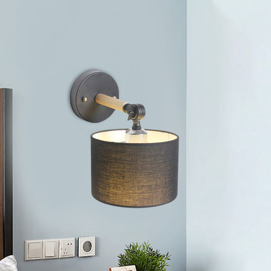 Contemporary Cylinder Wall Light Fixture Fabric LED Wall Sconce Lighting in White/Black for Bedroom Black Clearhalo 'Modern wall lights' 'Modern' 'Wall Lamps & Sconces' 'Wall Lights' Lighting' 242192