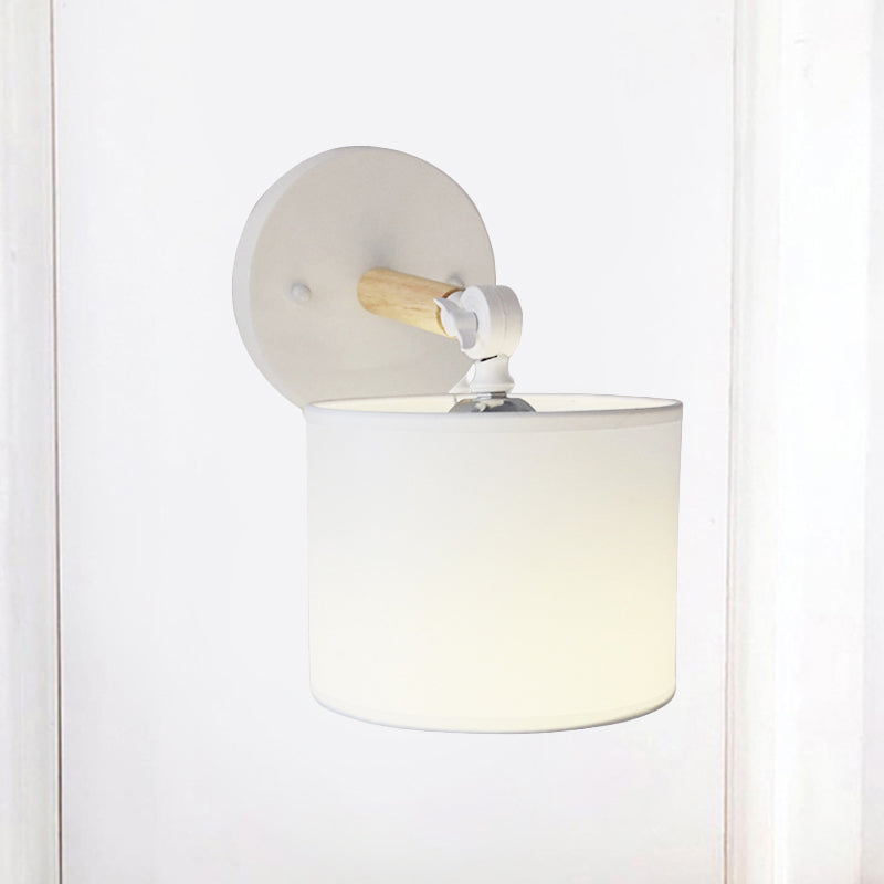 Contemporary Cylinder Wall Light Fixture Fabric LED Wall Sconce Lighting in White/Black for Bedroom White Clearhalo 'Modern wall lights' 'Modern' 'Wall Lamps & Sconces' 'Wall Lights' Lighting' 242194