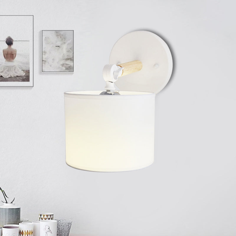 Contemporary Cylinder Wall Light Fixture Fabric LED Wall Sconce Lighting in White/Black for Bedroom Clearhalo 'Modern wall lights' 'Modern' 'Wall Lamps & Sconces' 'Wall Lights' Lighting' 242195