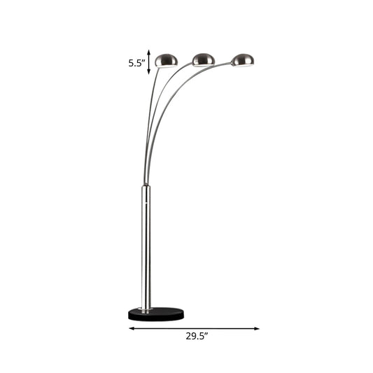Metal Tree-Like Floor Reading Lamp Contemporary 3-Bulb Silver Standing Light with Semi-Orb Shade Clearhalo 'Floor Lamps' 'Lamps' Lighting' 2422233