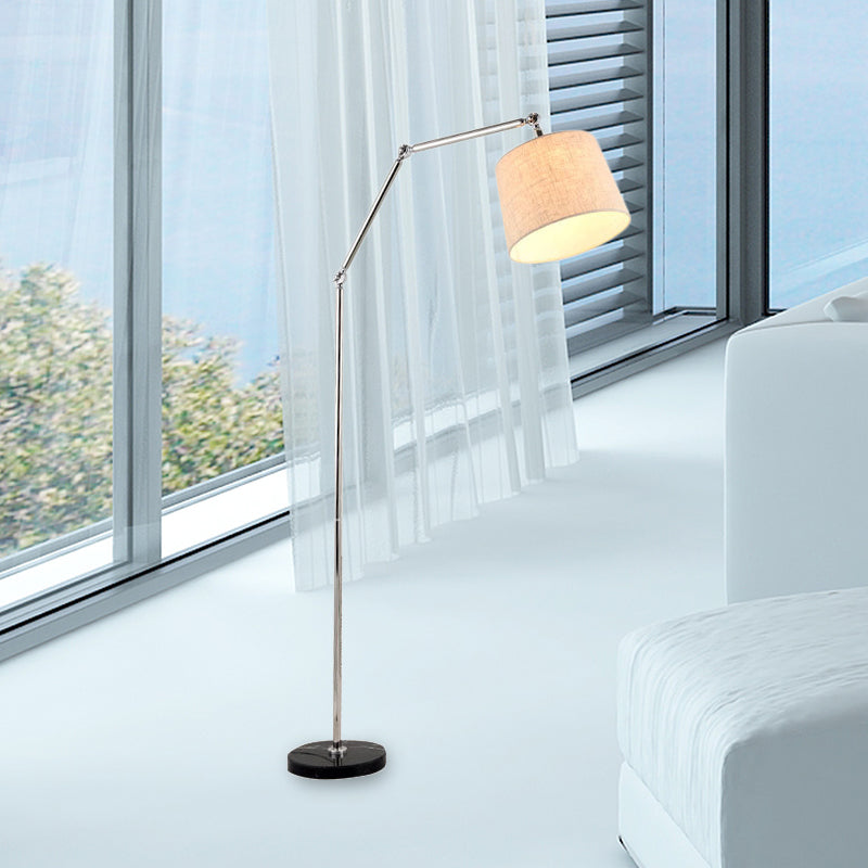 Fabric Tapered Reading Floor Lamp Contemporary LED Standing Light in Beige with Adjustable Arm Beige Clearhalo 'Floor Lamps' 'Lamps' Lighting' 242256