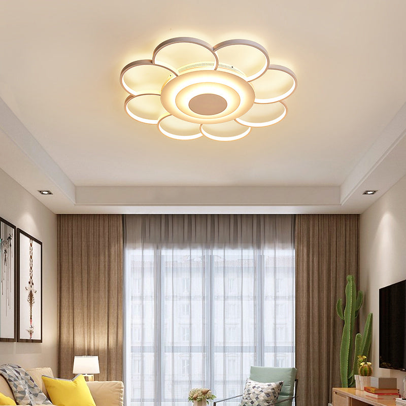 Sunflower Shaped Flushmount Ceiling Lamp Minimalist Metal White LED Flush Mounted Light for Bedroom Clearhalo 'Ceiling Lights' 'Close To Ceiling Lights' 'Close to ceiling' 'Flush mount' Lighting' 2422622