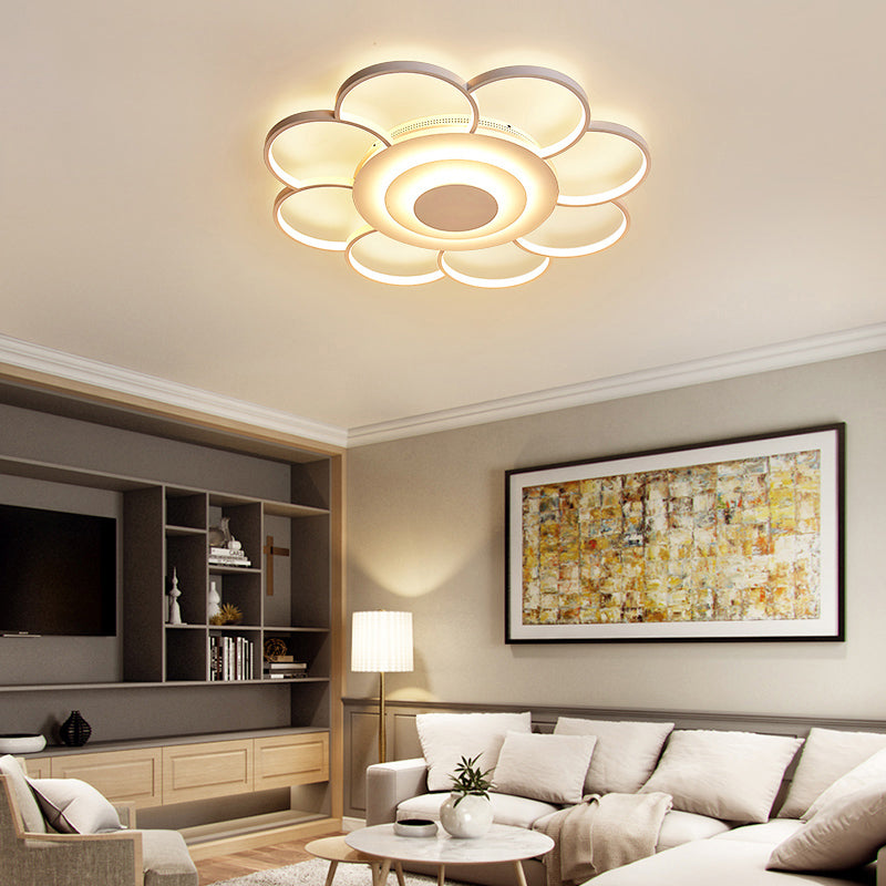 Sunflower Shaped Flushmount Ceiling Lamp Minimalist Metal White LED Flush Mounted Light for Bedroom Clearhalo 'Ceiling Lights' 'Close To Ceiling Lights' 'Close to ceiling' 'Flush mount' Lighting' 2422623