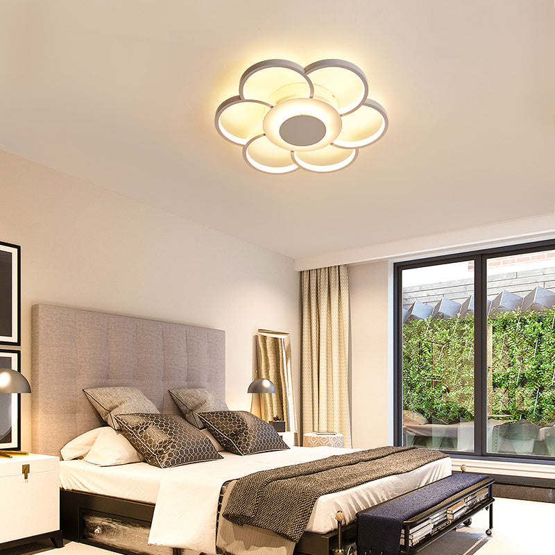 Sunflower Shaped Flushmount Ceiling Lamp Minimalist Metal White LED Flush Mounted Light for Bedroom Clearhalo 'Ceiling Lights' 'Close To Ceiling Lights' 'Close to ceiling' 'Flush mount' Lighting' 2422625
