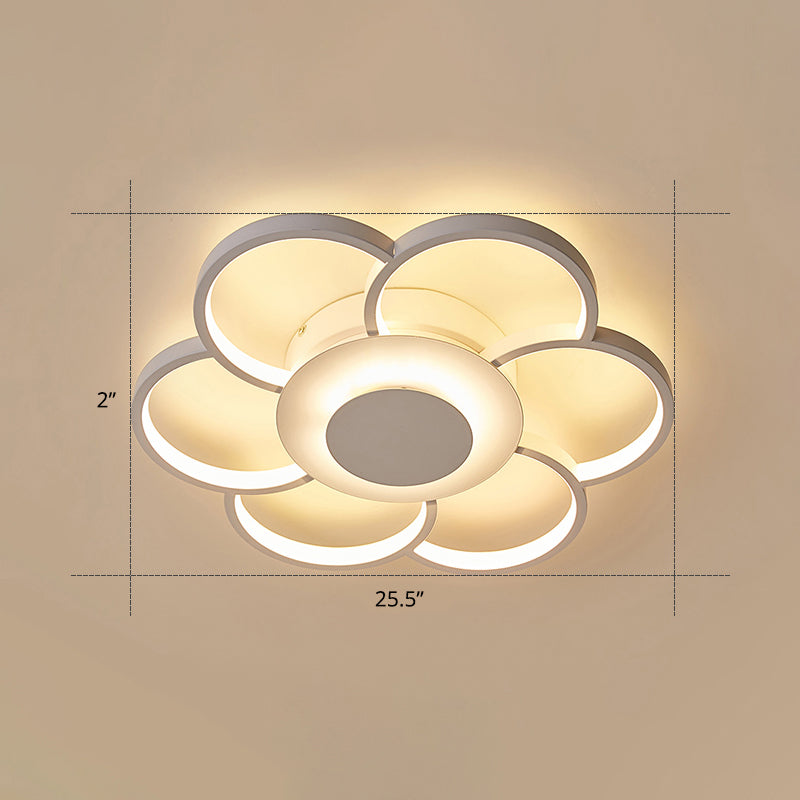 Sunflower Shaped Flushmount Ceiling Lamp Minimalist Metal White LED Flush Mounted Light for Bedroom White 25.5" White Clearhalo 'Ceiling Lights' 'Close To Ceiling Lights' 'Close to ceiling' 'Flush mount' Lighting' 2422628