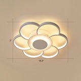 Sunflower Shaped Flushmount Ceiling Lamp Minimalist Metal White LED Flush Mounted Light for Bedroom White 19.5" Remote Control Stepless Dimming Clearhalo 'Ceiling Lights' 'Close To Ceiling Lights' 'Close to ceiling' 'Flush mount' Lighting' 2422632