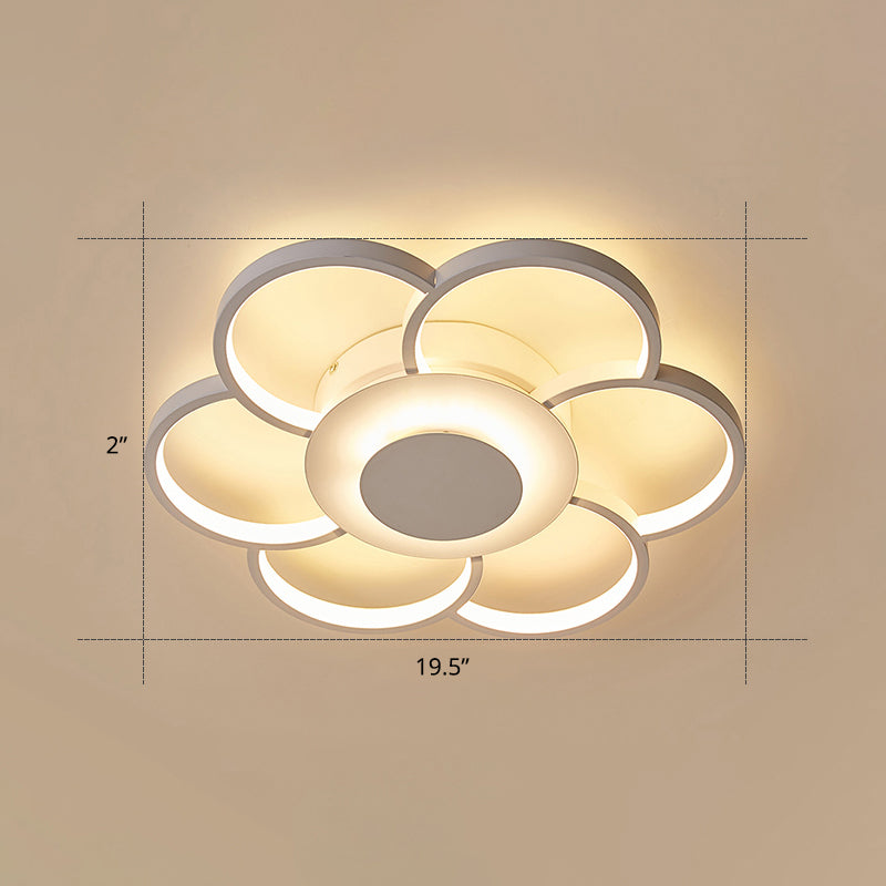 Sunflower Shaped Flushmount Ceiling Lamp Minimalist Metal White LED Flush Mounted Light for Bedroom White 19.5" White Clearhalo 'Ceiling Lights' 'Close To Ceiling Lights' 'Close to ceiling' 'Flush mount' Lighting' 2422633