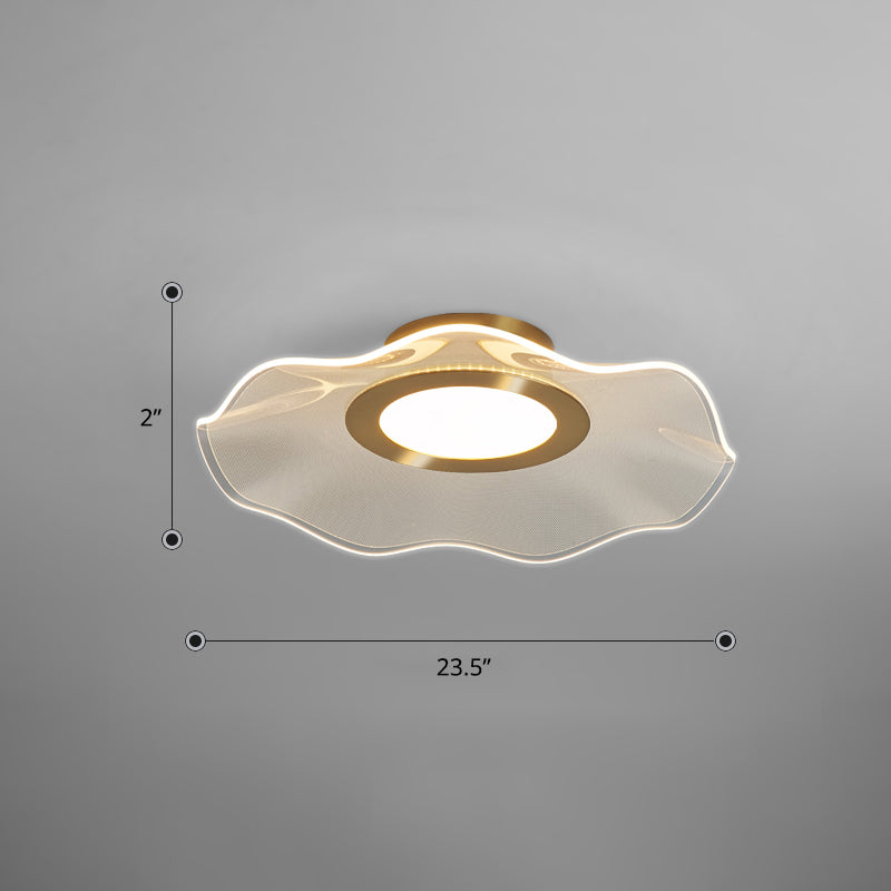 Acrylic Lotus Leaf Ceiling Lighting Artistic Gold Flush Mount LED Light for Bedroom Gold 23.5" Third Gear Clearhalo 'Ceiling Lights' 'Close To Ceiling Lights' 'Close to ceiling' 'Flush mount' Lighting' 2422669