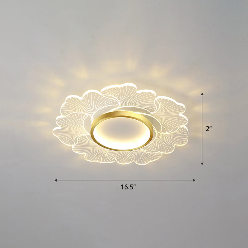 Acrylic Flower Ceiling Mount Light Fixture Modern Style LED Flush Mount for Bedroom Gold 16.5" Remote Control Stepless Dimming Clearhalo 'Ceiling Lights' 'Close To Ceiling Lights' 'Close to ceiling' 'Flush mount' Lighting' 2422677