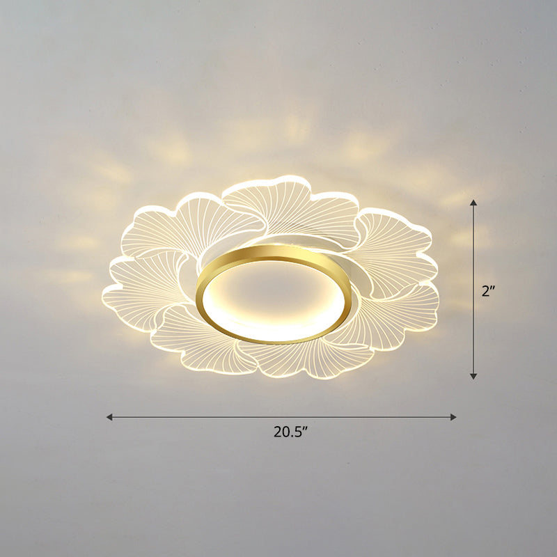 Acrylic Flower Ceiling Mount Light Fixture Modern Style LED Flush Mount for Bedroom Gold 20.5" Third Gear Clearhalo 'Ceiling Lights' 'Close To Ceiling Lights' 'Close to ceiling' 'Flush mount' Lighting' 2422678