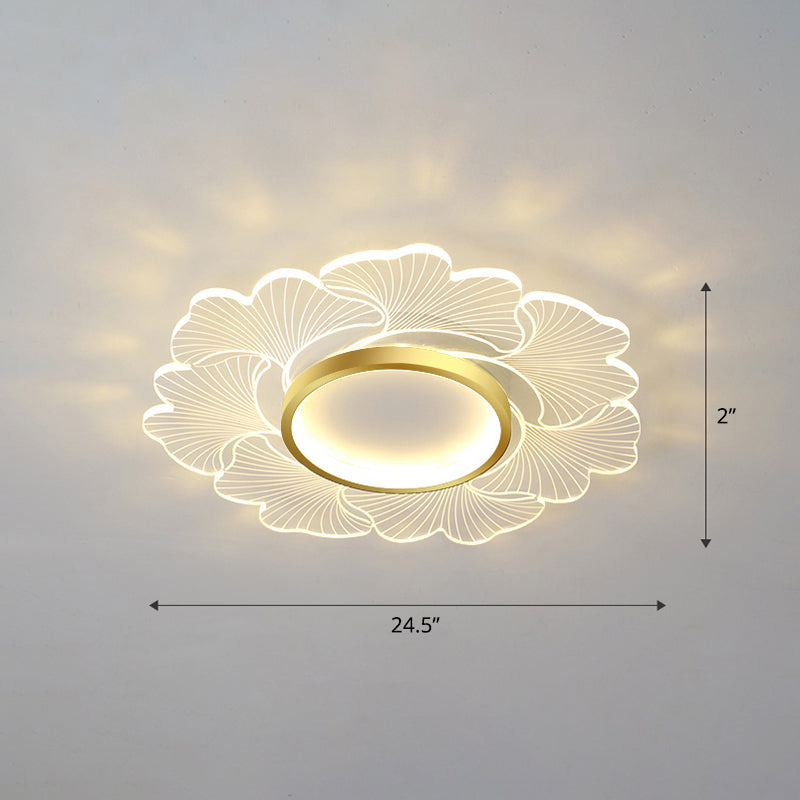 Acrylic Flower Ceiling Mount Light Fixture Modern Style LED Flush Mount for Bedroom Gold 24.5" Third Gear Clearhalo 'Ceiling Lights' 'Close To Ceiling Lights' 'Close to ceiling' 'Flush mount' Lighting' 2422680