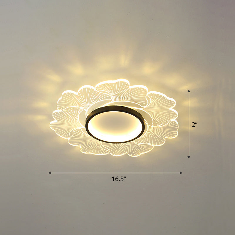 Acrylic Flower Ceiling Mount Light Fixture Modern Style LED Flush Mount for Bedroom Black 16.5" Third Gear Clearhalo 'Ceiling Lights' 'Close To Ceiling Lights' 'Close to ceiling' 'Flush mount' Lighting' 2422682