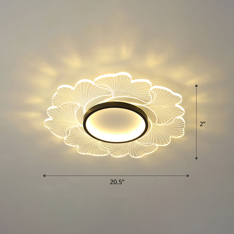 Acrylic Flower Ceiling Mount Light Fixture Modern Style LED Flush Mount for Bedroom Black 20.5" Third Gear Clearhalo 'Ceiling Lights' 'Close To Ceiling Lights' 'Close to ceiling' 'Flush mount' Lighting' 2422684