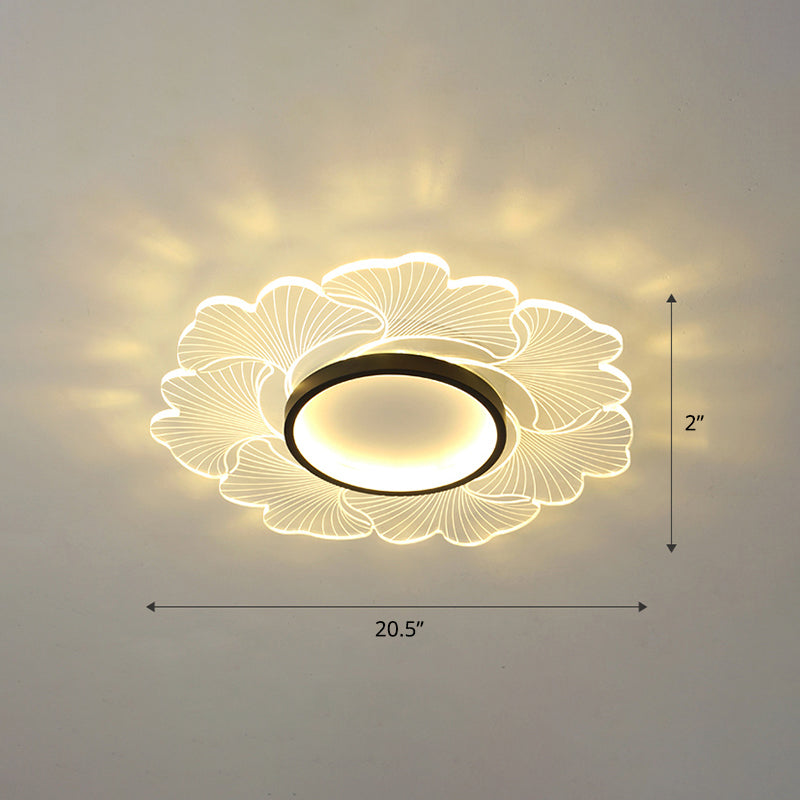 Acrylic Flower Ceiling Mount Light Fixture Modern Style LED Flush Mount for Bedroom Black 20.5" Remote Control Stepless Dimming Clearhalo 'Ceiling Lights' 'Close To Ceiling Lights' 'Close to ceiling' 'Flush mount' Lighting' 2422685