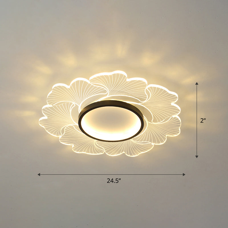 Acrylic Flower Ceiling Mount Light Fixture Modern Style LED Flush Mount for Bedroom Black 24.5" Third Gear Clearhalo 'Ceiling Lights' 'Close To Ceiling Lights' 'Close to ceiling' 'Flush mount' Lighting' 2422686