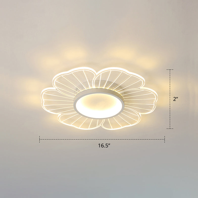 Acrylic Flower Ceiling Mount Light Fixture Modern Style LED Flush Mount for Bedroom White 16.5" Third Gear Clearhalo 'Ceiling Lights' 'Close To Ceiling Lights' 'Close to ceiling' 'Flush mount' Lighting' 2422688