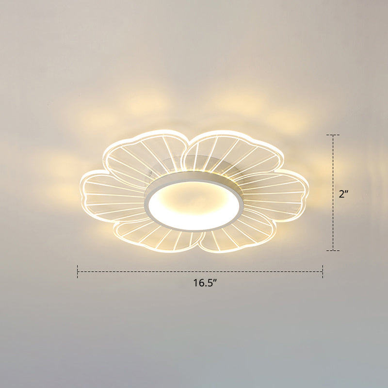 Acrylic Flower Ceiling Mount Light Fixture Modern Style LED Flush Mount for Bedroom White 16.5" Remote Control Stepless Dimming Clearhalo 'Ceiling Lights' 'Close To Ceiling Lights' 'Close to ceiling' 'Flush mount' Lighting' 2422689