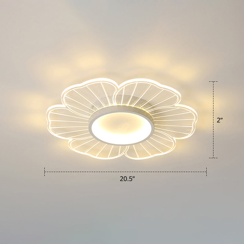 Acrylic Flower Ceiling Mount Light Fixture Modern Style LED Flush Mount for Bedroom White 20.5" Third Gear Clearhalo 'Ceiling Lights' 'Close To Ceiling Lights' 'Close to ceiling' 'Flush mount' Lighting' 2422690