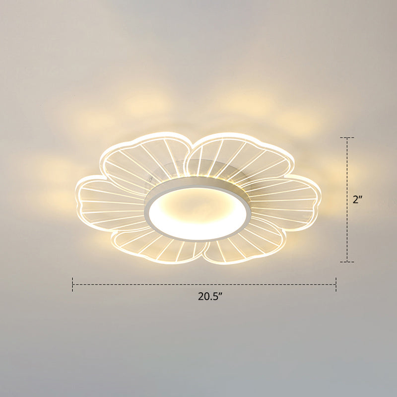 Acrylic Flower Ceiling Mount Light Fixture Modern Style LED Flush Mount for Bedroom White 20.5" Remote Control Stepless Dimming Clearhalo 'Ceiling Lights' 'Close To Ceiling Lights' 'Close to ceiling' 'Flush mount' Lighting' 2422691
