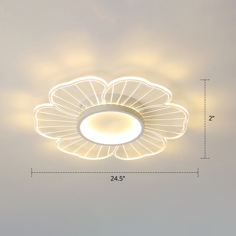 Acrylic Flower Ceiling Mount Light Fixture Modern Style LED Flush Mount for Bedroom White 24.5" Third Gear Clearhalo 'Ceiling Lights' 'Close To Ceiling Lights' 'Close to ceiling' 'Flush mount' Lighting' 2422692