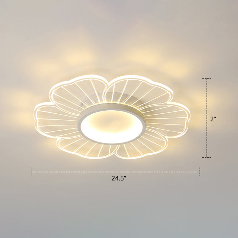 Acrylic Flower Ceiling Mount Light Fixture Modern Style LED Flush Mount for Bedroom White 24.5" Remote Control Stepless Dimming Clearhalo 'Ceiling Lights' 'Close To Ceiling Lights' 'Close to ceiling' 'Flush mount' Lighting' 2422693