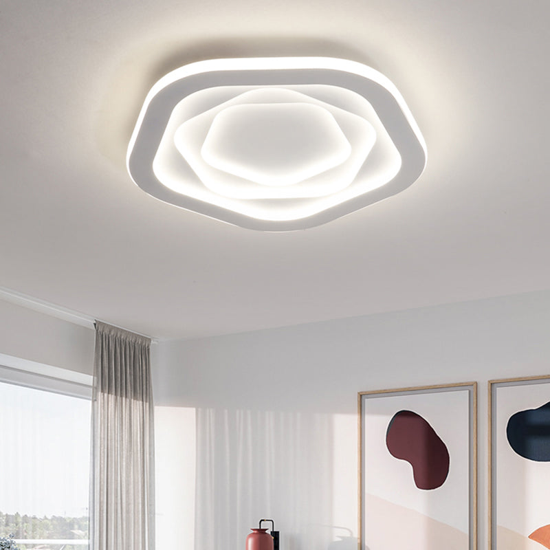 White Pentagonal LED Flush Light Minimalism Acrylic Ceiling Mount Lighting for Bedroom Clearhalo 'Ceiling Lights' 'Close To Ceiling Lights' 'Close to ceiling' 'Flush mount' Lighting' 2422694
