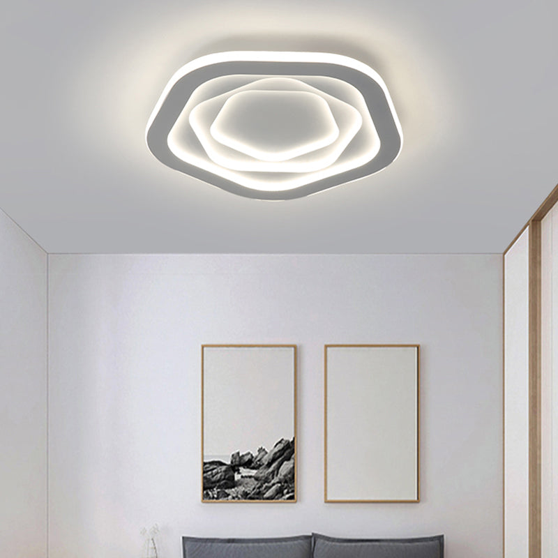 White Pentagonal LED Flush Light Minimalism Acrylic Ceiling Mount Lighting for Bedroom Clearhalo 'Ceiling Lights' 'Close To Ceiling Lights' 'Close to ceiling' 'Flush mount' Lighting' 2422697